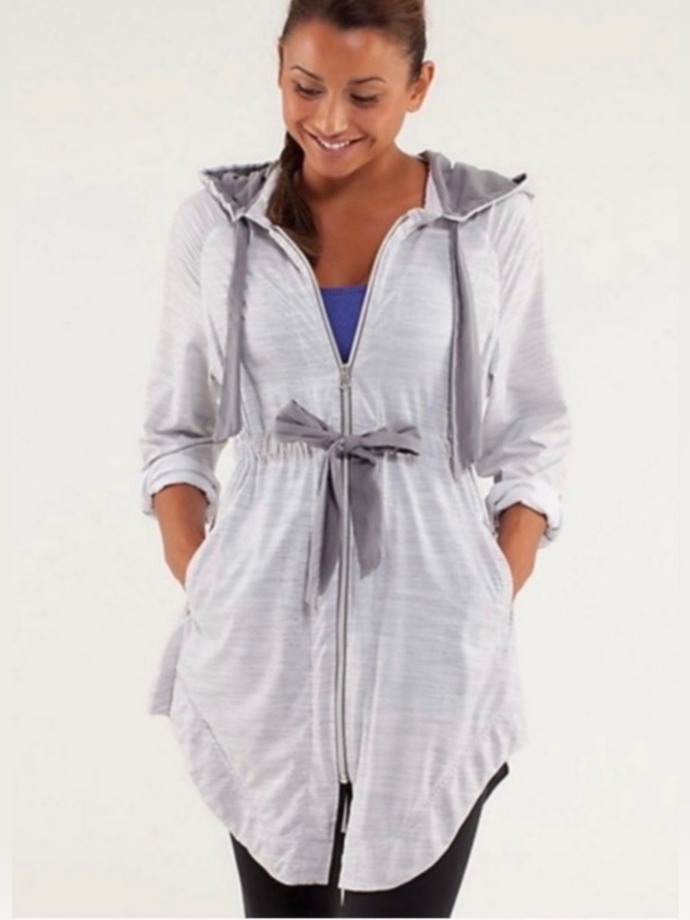 Lululemon Vitality Full Zip Hooded Gray Jacket Women's Size 6 Y2K Coquette